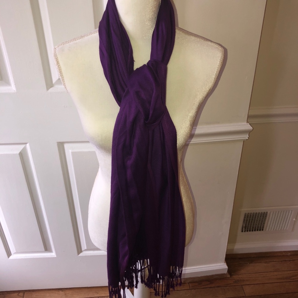 Purple, silky scarf
